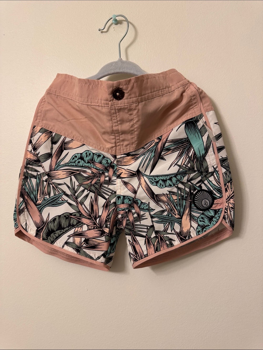 Kids Tropical Print Pink Active Shorts